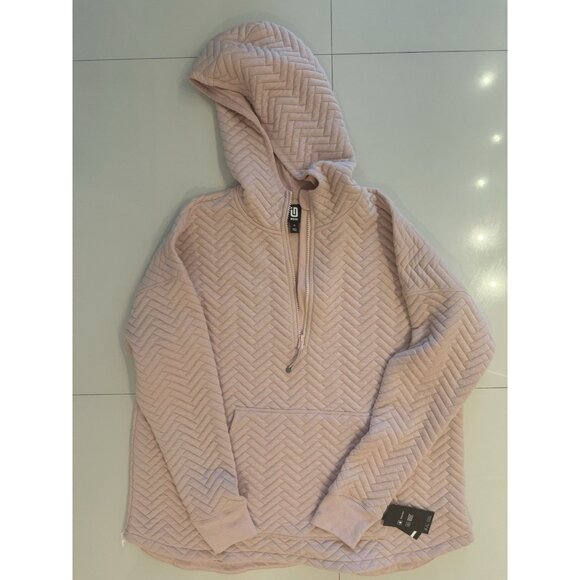 ID Ideology  Women Relaxed Quilted Half-Zip Hoodie Rose Tint Plus Size 3X - Picture 1 of 4